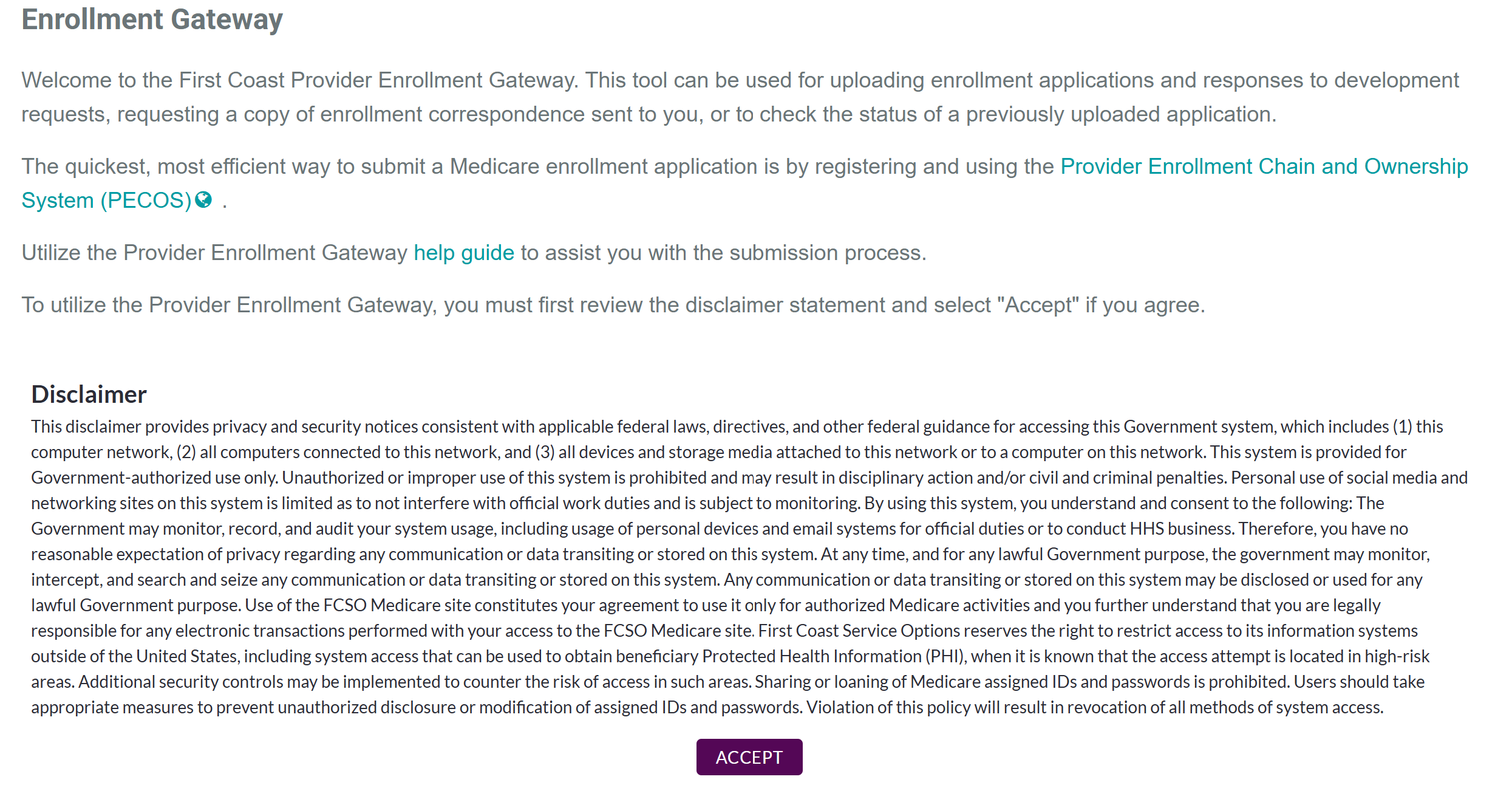FC Enrollment Gateway