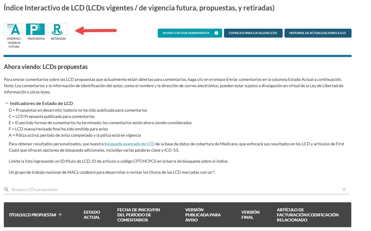 LCDs búsqueda, propuestas