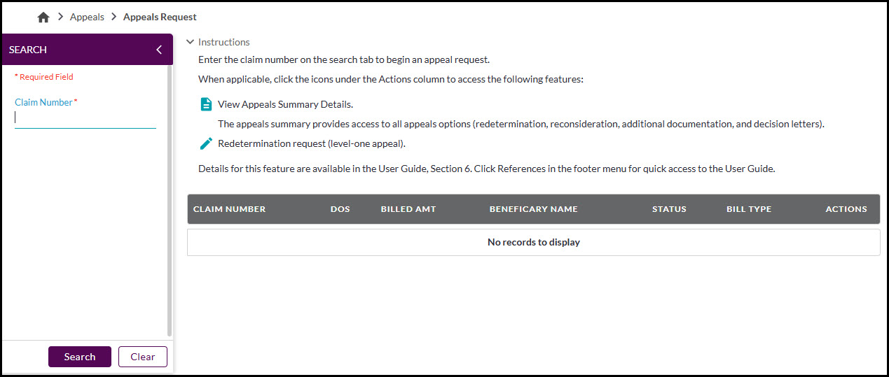 Part A – Appeals request search