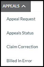 Part B - Appeals submenu