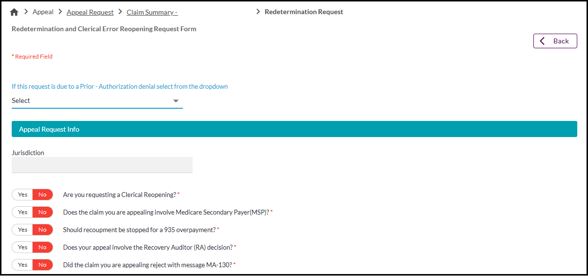 Parte A – Solicitud de redeterminación