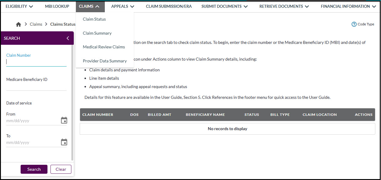 Part A claim status