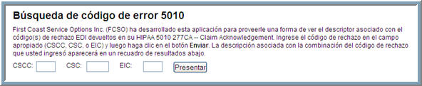 Búsqueda de código de denegación 5010