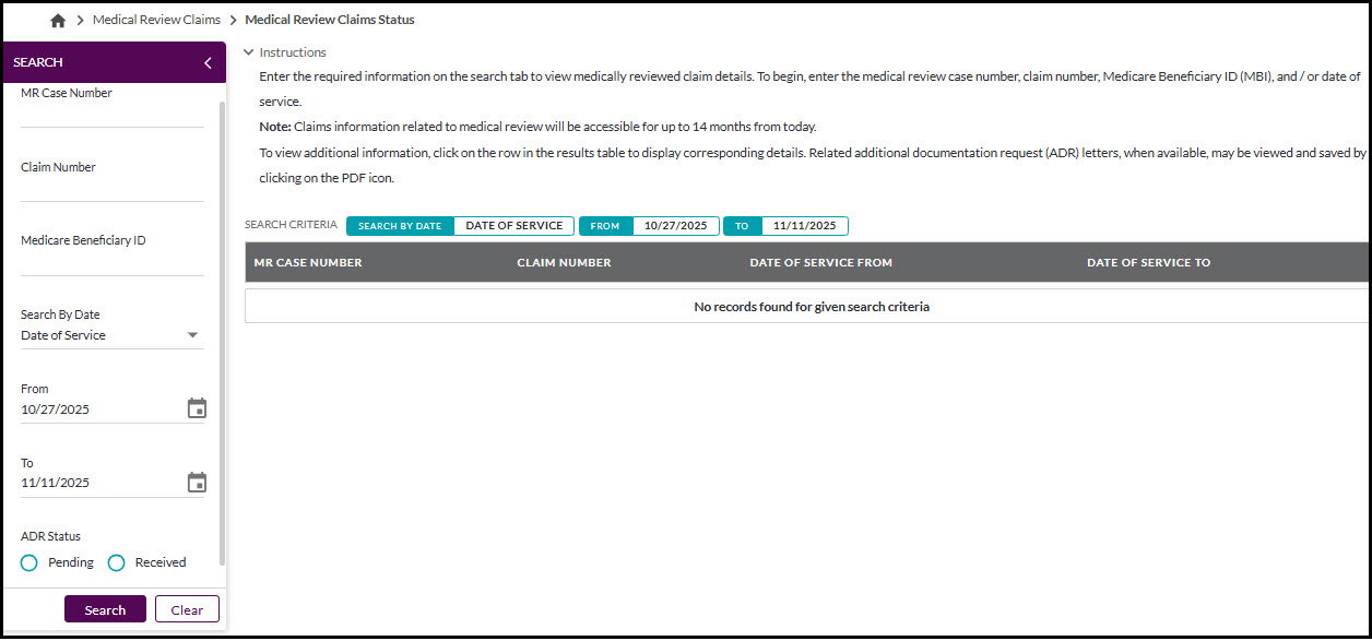MR claim status
