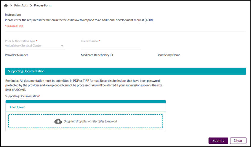 Prepay form