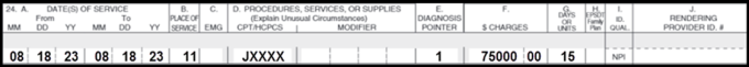 Claim One: Block 24 claim billing 