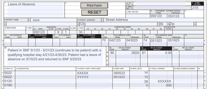 Billing leave of absence