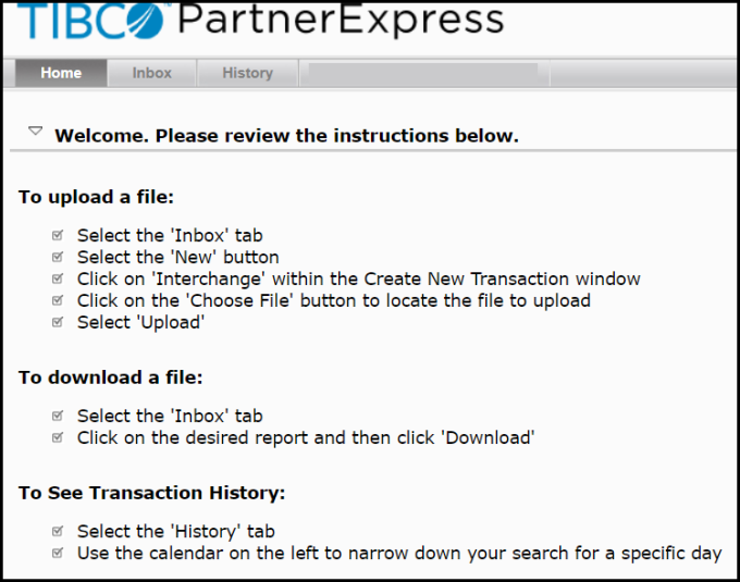 TIBCO PartnerExpress home page