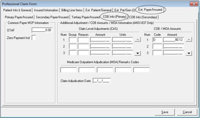 Ext payer: MSP COB