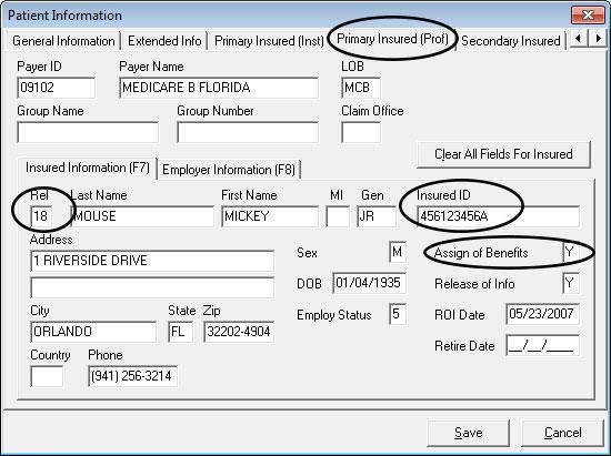 Patient info - Medicare secondary