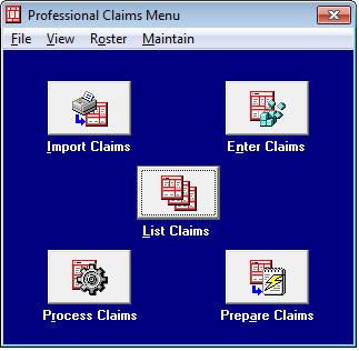 Claims menu