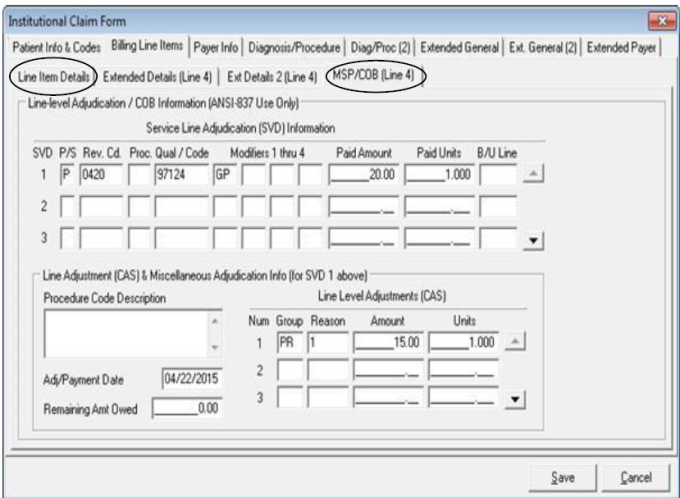 Institutional MSP COB line 4