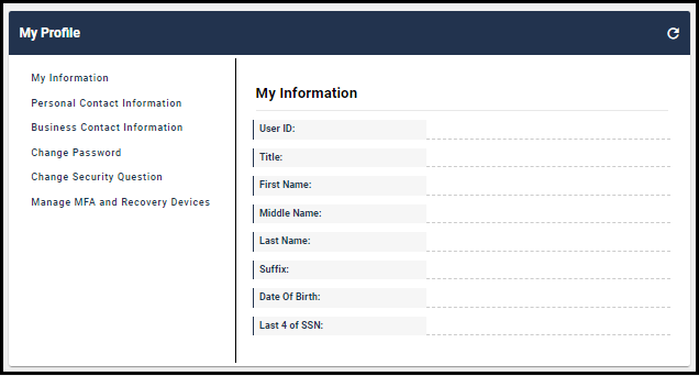 Mi perfil - pantalla de mi información